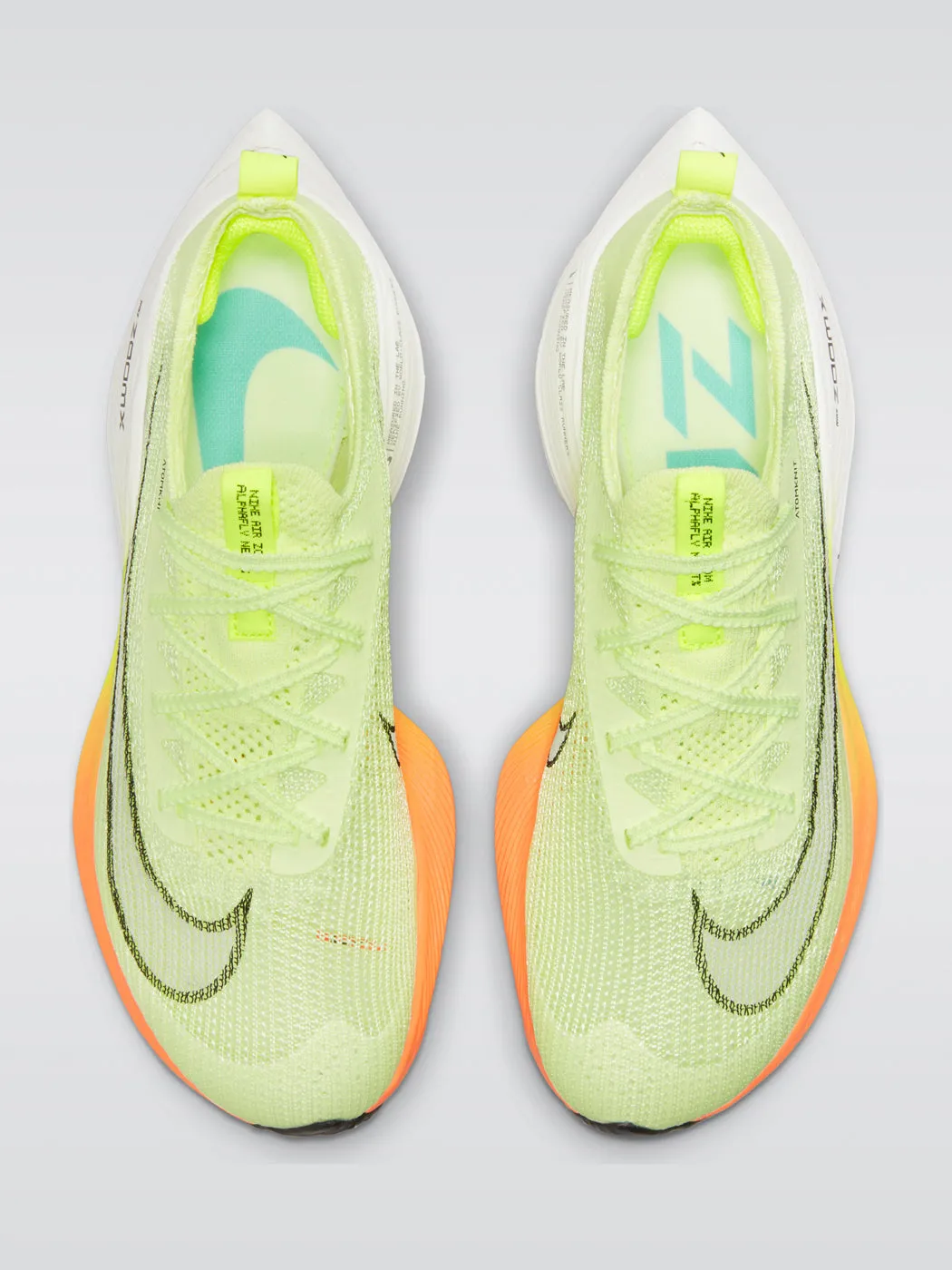 Nike Air Zoom Alphafly NEXT% Sneaker - Barely Volt-Black-Hyper Orange sold by Carbon38 product image thumbnail 2