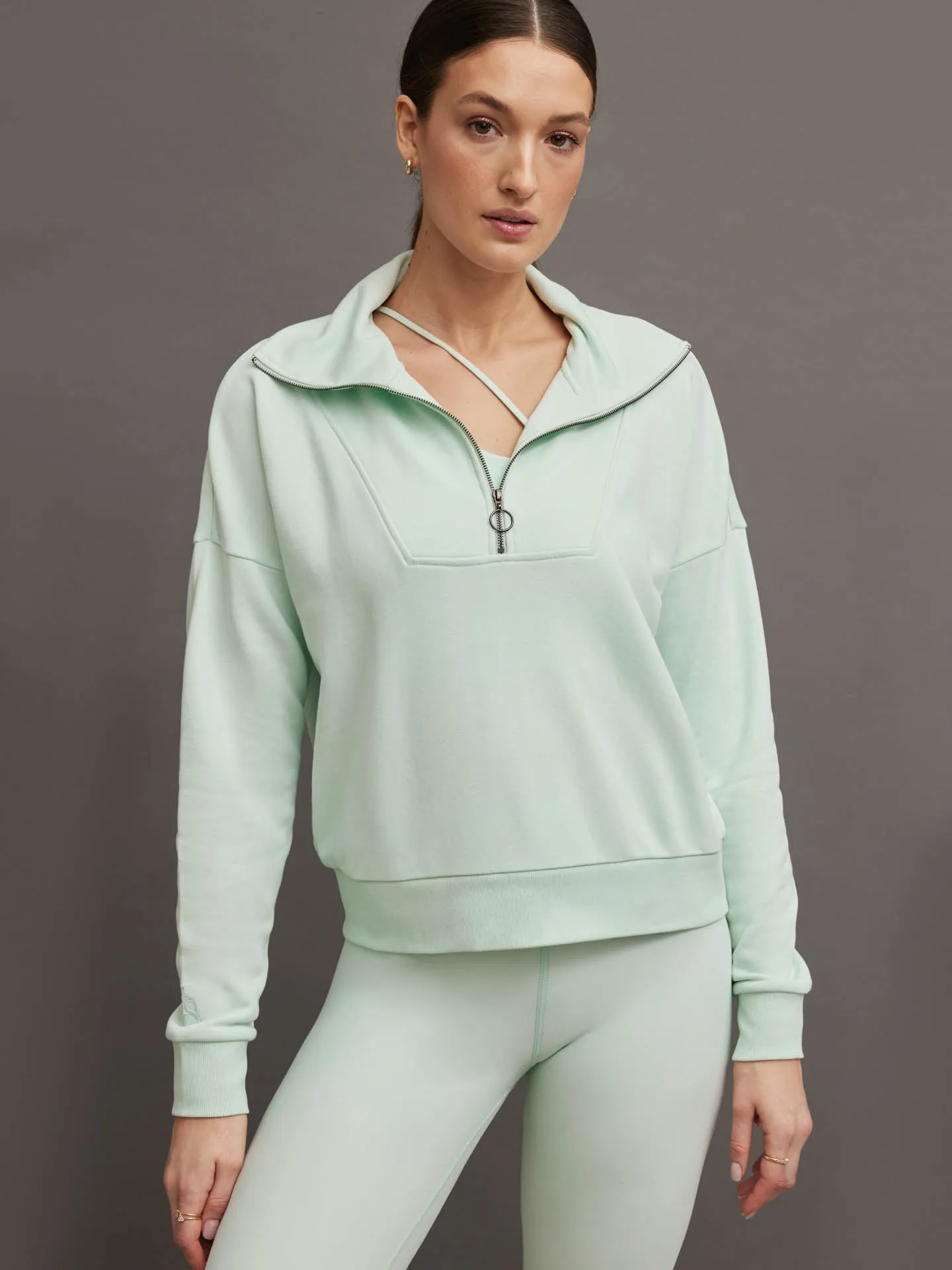 FRENCH TERRY HALF ZIP - CLEARLY AQUA sold by Carbon38