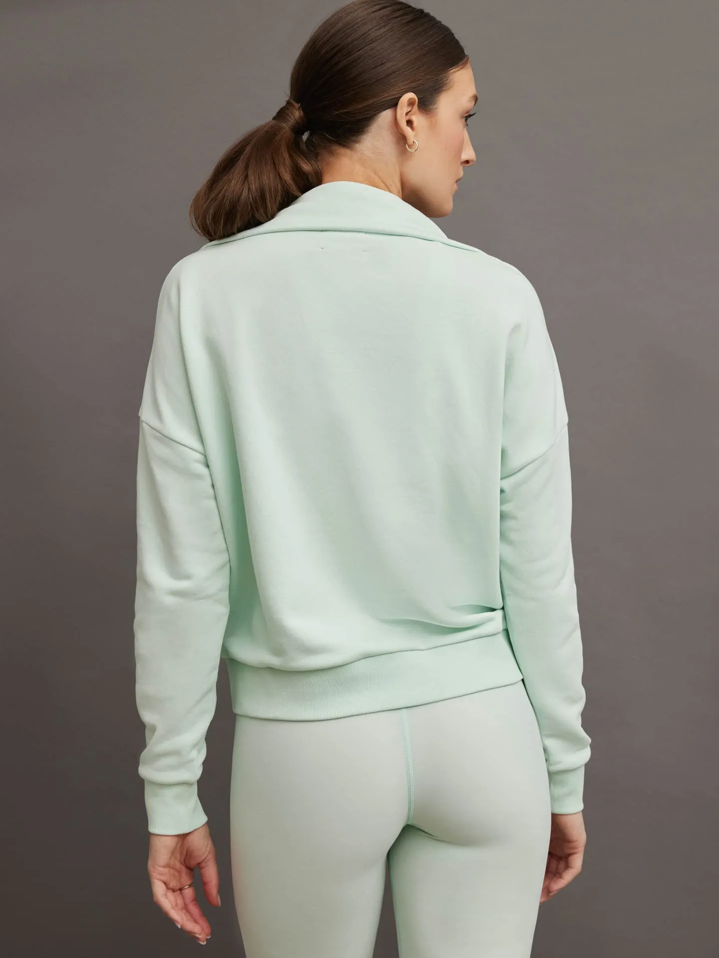 FRENCH TERRY HALF ZIP - CLEARLY AQUA sold by Carbon38 product image thumbnail 3