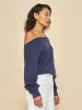 Off Shoulder Sweatshirt in French Terry - Evening Blue sold by Carbon38