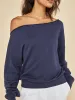 Off Shoulder Sweatshirt in French Terry - Evening Blue sold by Carbon38