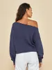Off Shoulder Sweatshirt in French Terry - Evening Blue sold by Carbon38