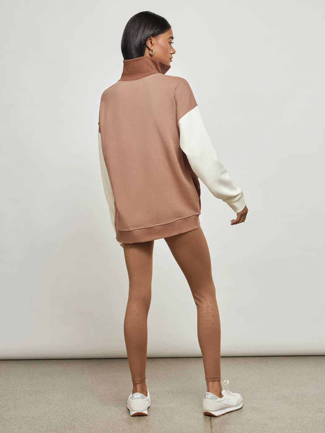 Colorblock Quarter Zip Sweatshirt - Aztec-Sugar Swizzle-Camel sold by Carbon38 product image thumbnail 3