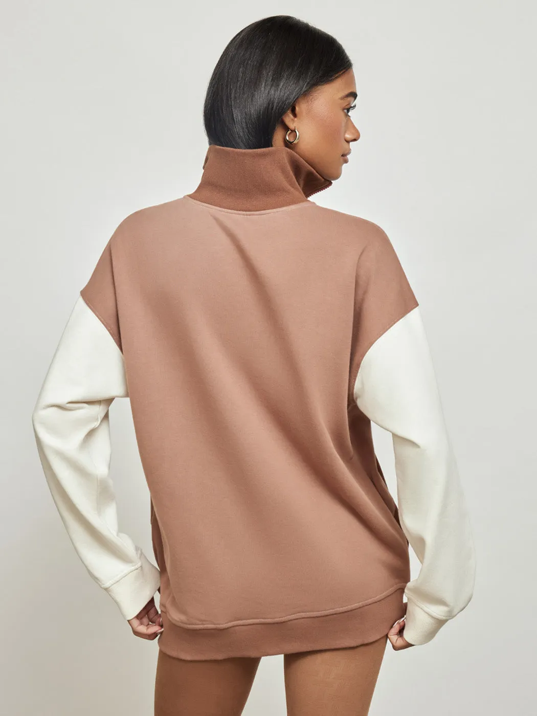 Colorblock Quarter Zip Sweatshirt - Aztec-Sugar Swizzle-Camel sold by Carbon38 product image thumbnail 4