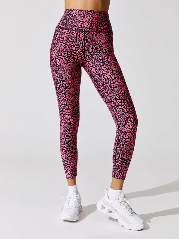 Swirly Leopard Printed 7/8 Legging - Electric Pink Swirly Leopard sold by Carbon38