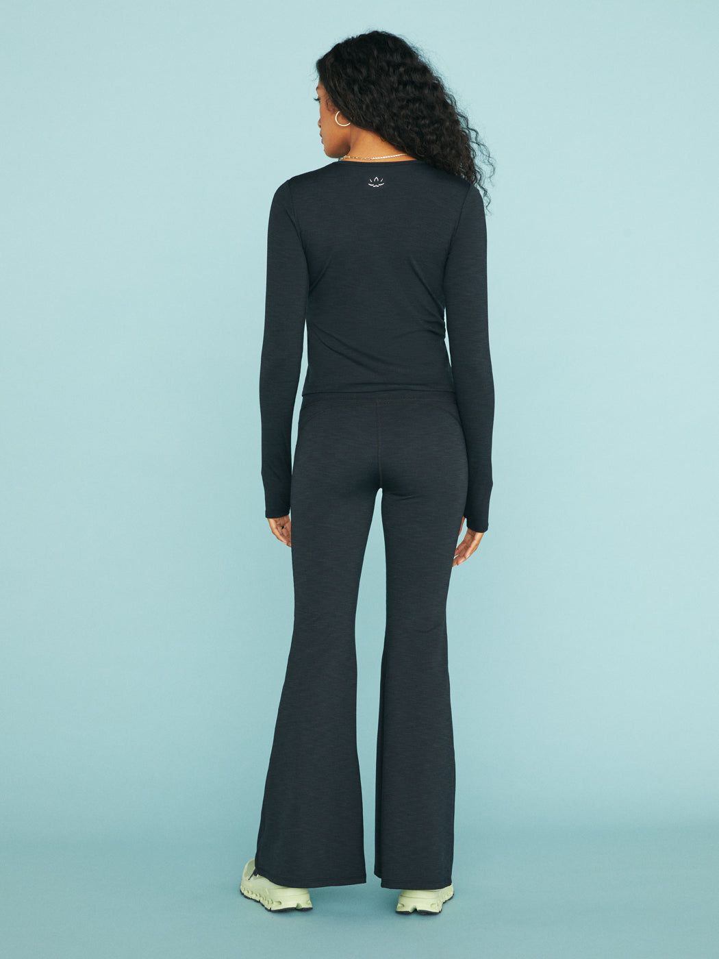 Heather Rib All Day Flare High Waisted Pant - Black Heather sold by Carbon38 product image thumbnail 5