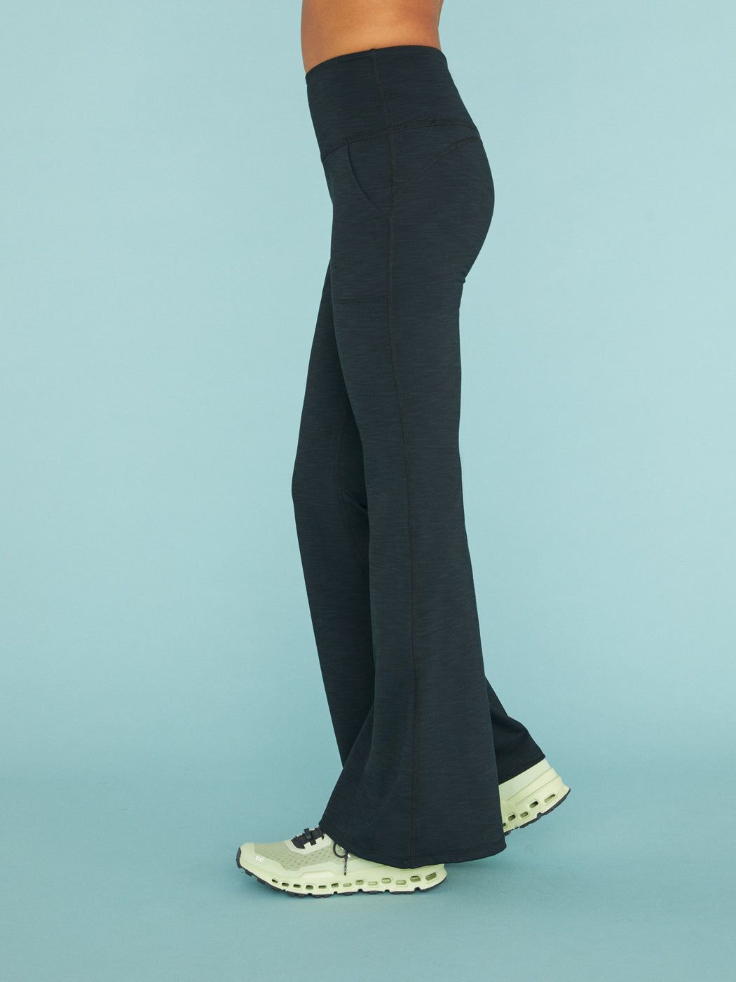 Heather Rib All Day Flare High Waisted Pant - Black Heather sold by Carbon38 product image thumbnail 2