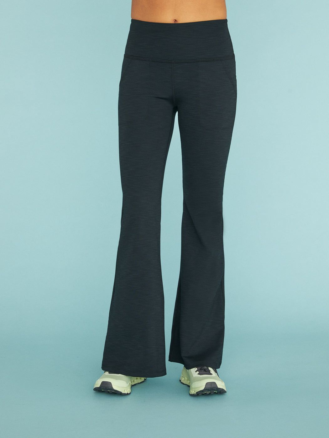 Heather Rib All Day Flare High Waisted Pant - Black Heather sold by Carbon38