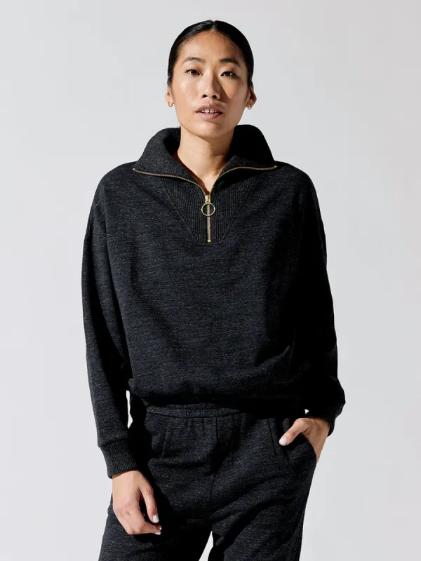 Miller Half Zip Sweatshirt - Black Marl sold by Carbon38