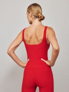 Wide Scoop Bra Tank in Melt - Haute Red sold by Carbon38