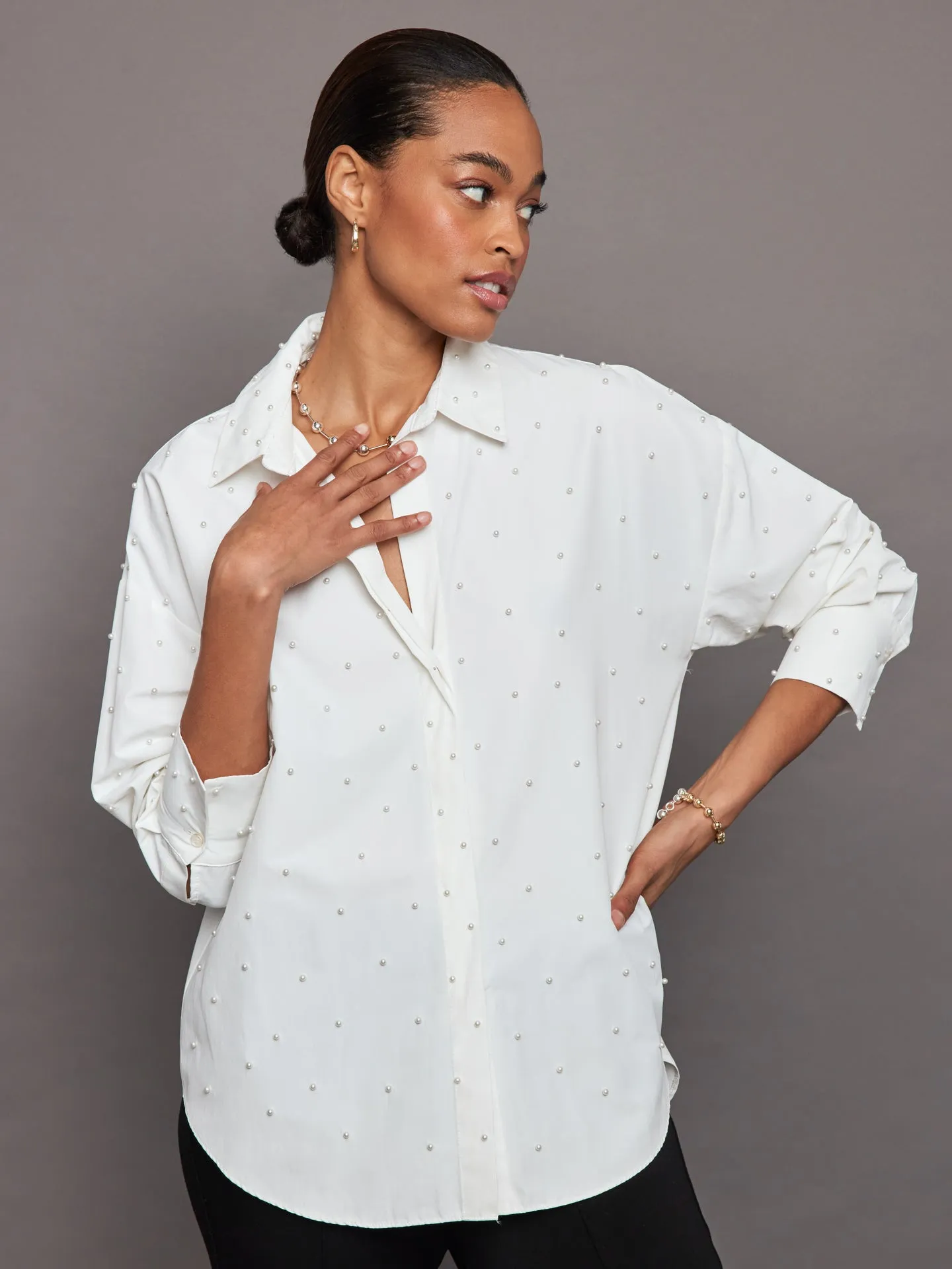 Echo Pearly Shirt - White sold by Carbon38