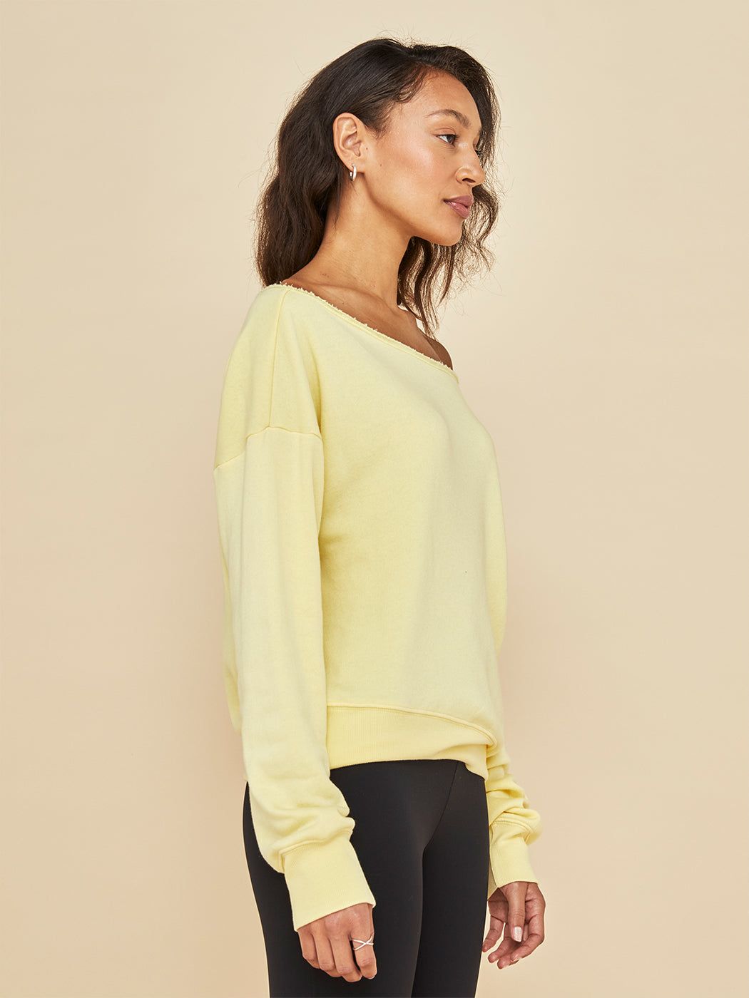 Off Shoulder Sweatshirt in French Terry - Butter Yellow sold by Carbon38 product image thumbnail 5