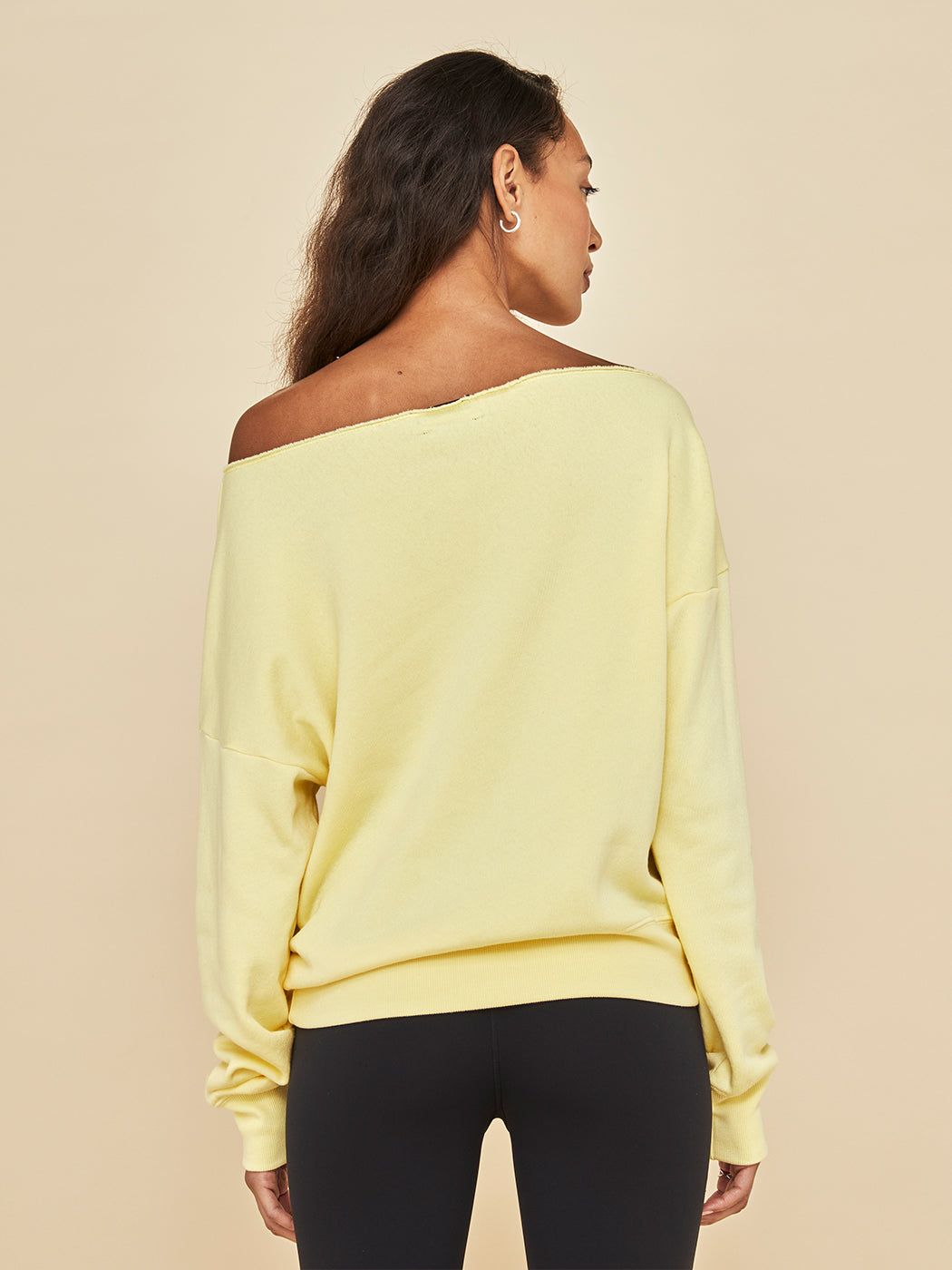 Off Shoulder Sweatshirt in French Terry - Butter Yellow sold by Carbon38 product image thumbnail 4