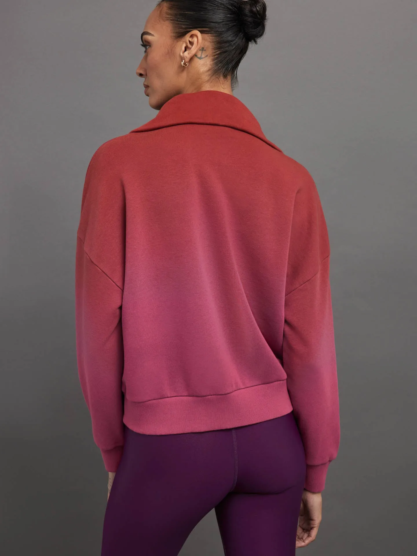 Ombre French Terry Half Zip // Horseshoe - Merlot to Magenta Haze sold by Carbon38 product image thumbnail 3