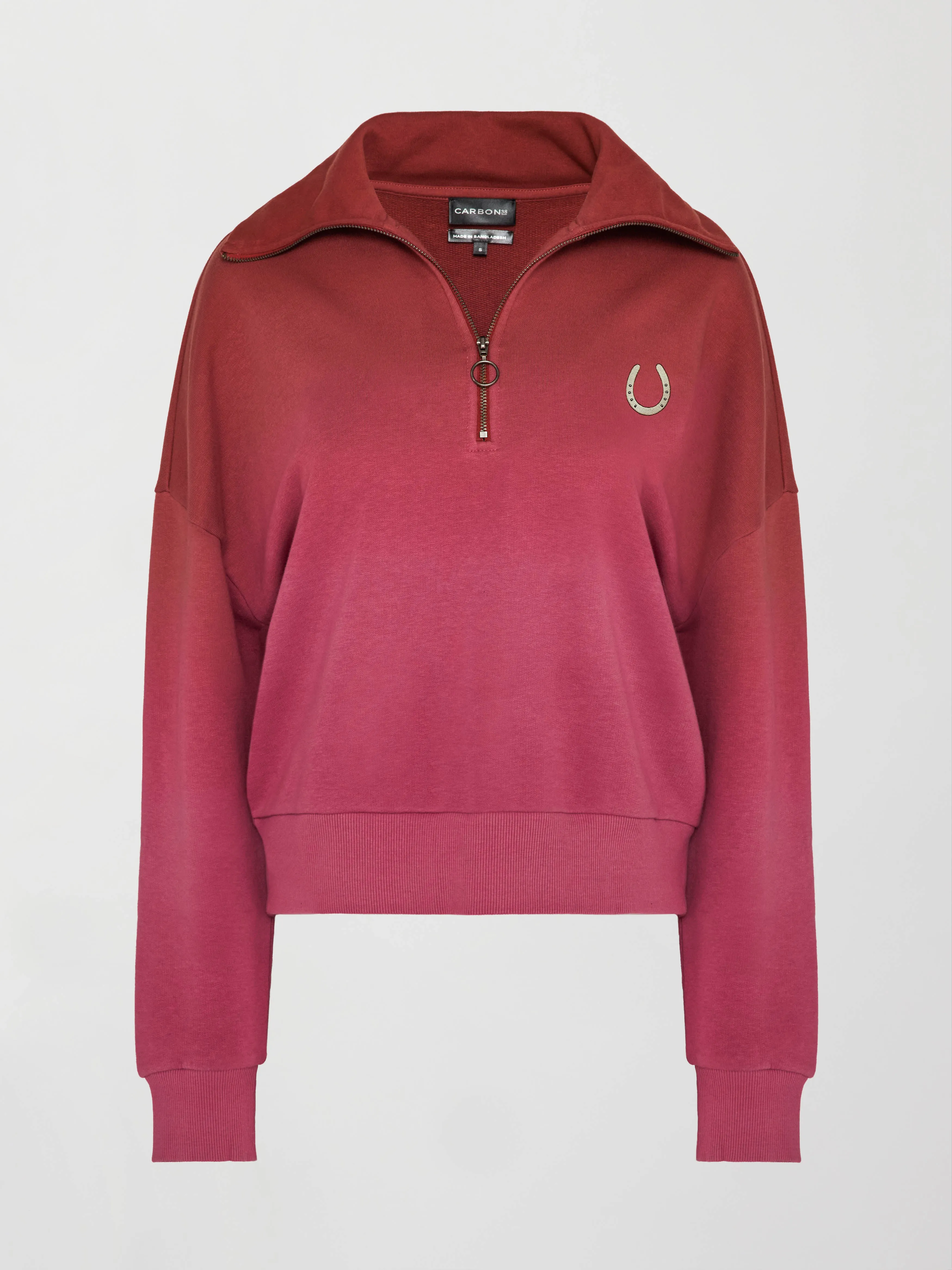 Ombre French Terry Half Zip // Horseshoe - Merlot to Magenta Haze sold by Carbon38 product image thumbnail 4