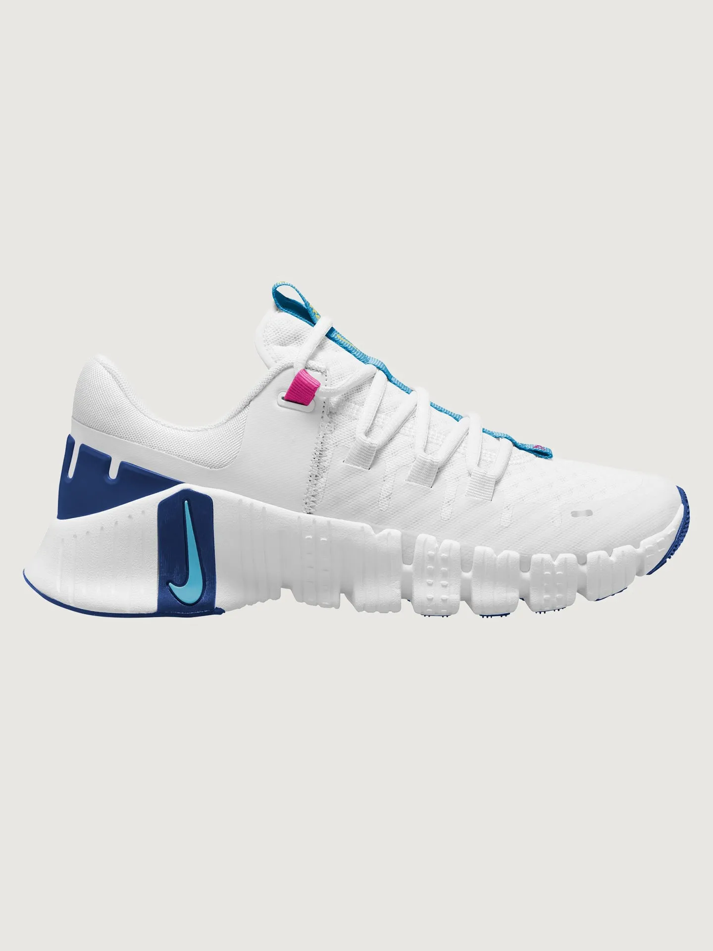 Nike Free Metcon 5 - White/Aquarius Blue-Fierce Pink sold by Carbon38
