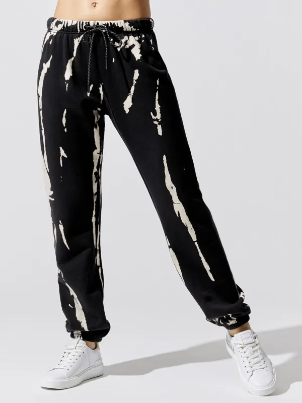 Bleach Tie Dye Gym Sweatpant - Black/Cream sold by Carbon38