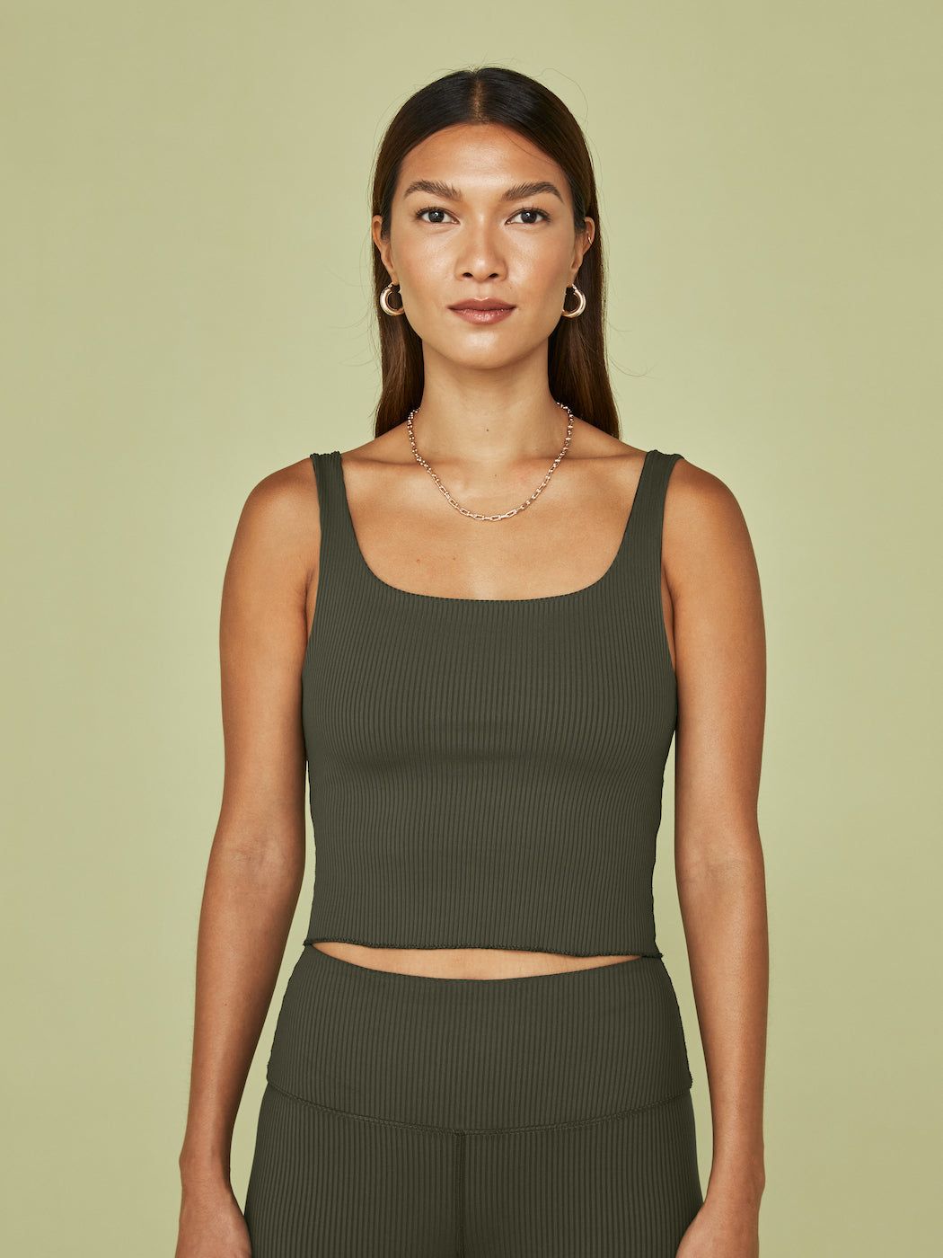 Ribbed Tank - Olive sold by Carbon38