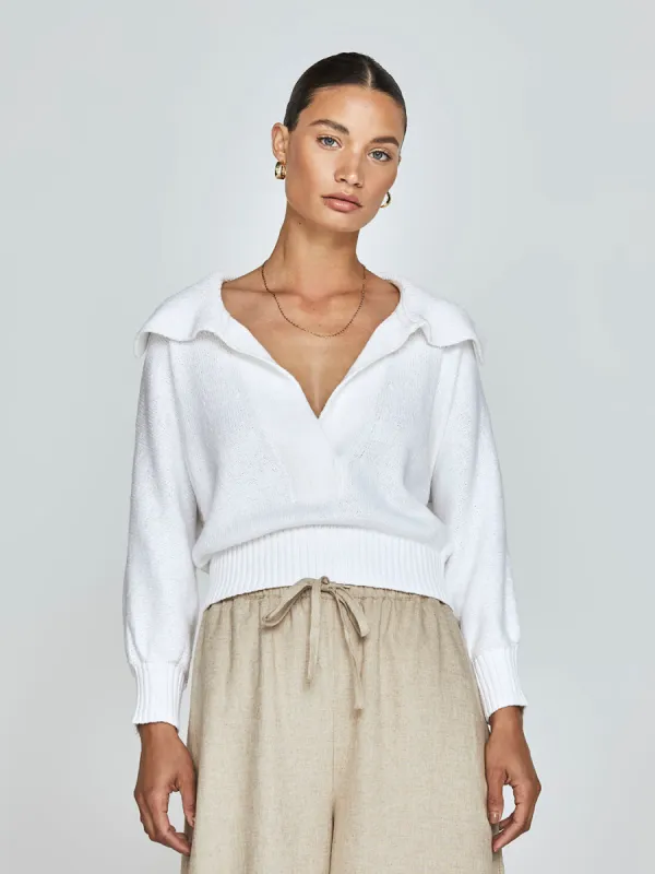 Marlowe Cropped Henley - Salt White sold by Carbon38