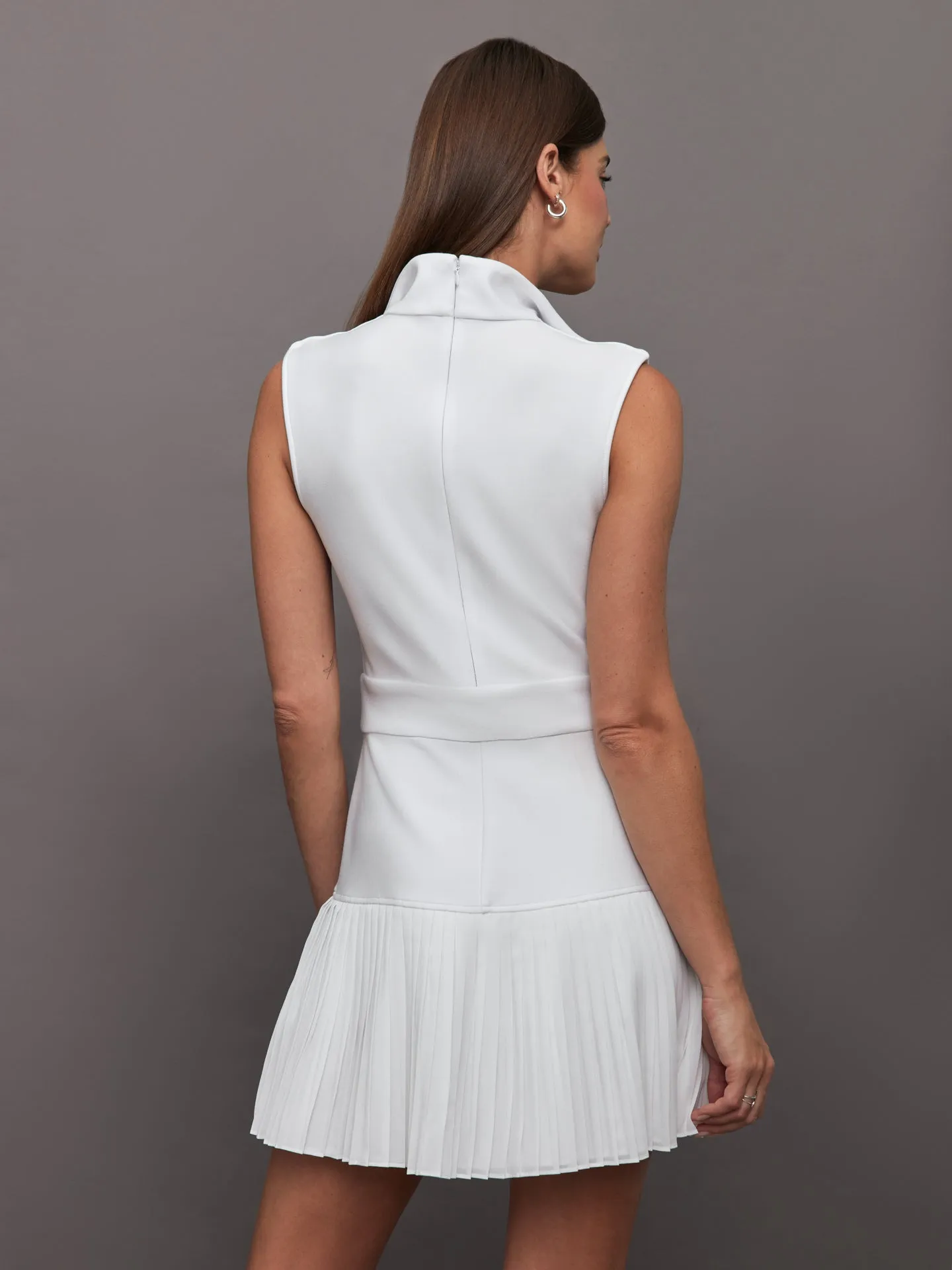 Pleated Tennis Dress in Scuba - White sold by Carbon38 product image thumbnail 5