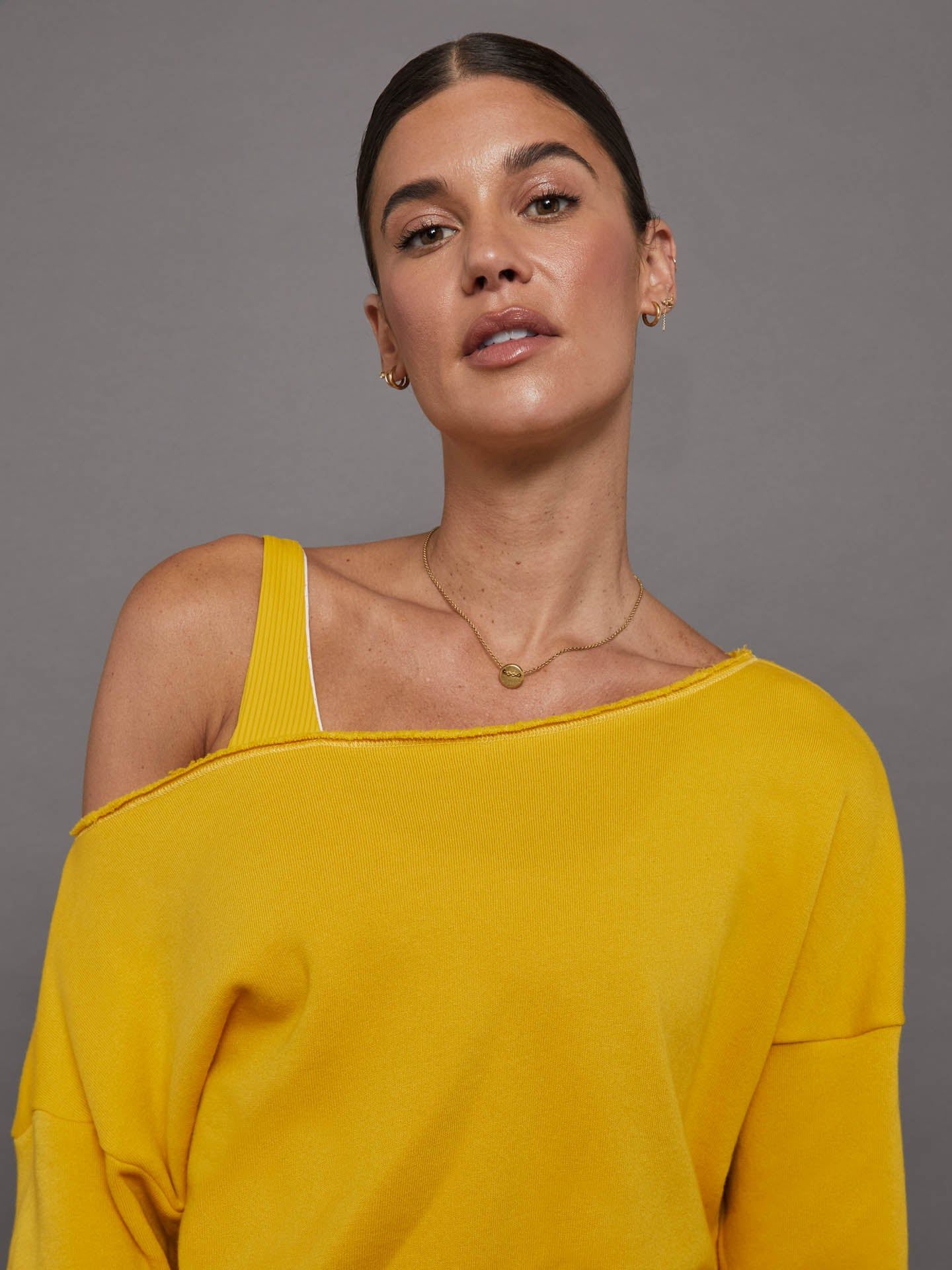Off Shoulder Sweatshirt in French Terry - Old Gold sold by Carbon38 product image thumbnail 2
