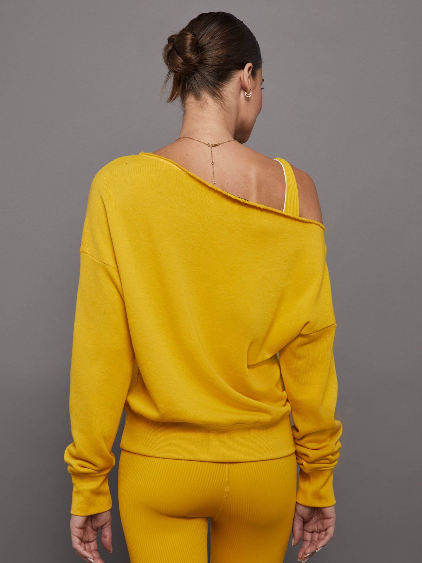 Off Shoulder Sweatshirt in French Terry - Old Gold sold by Carbon38 product image thumbnail 3