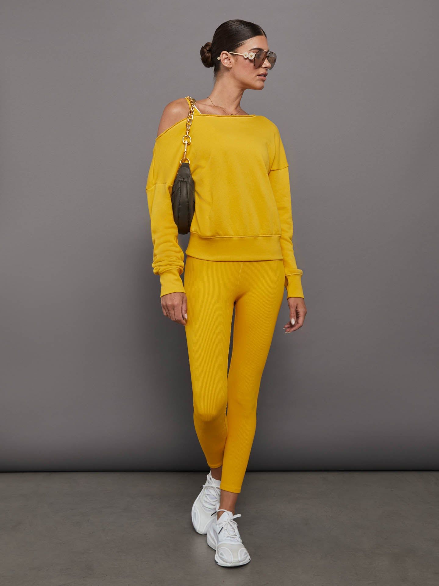 Off Shoulder Sweatshirt in French Terry - Old Gold sold by Carbon38 product image thumbnail 5