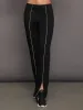 Rhinestone Front Slit Sweatpant - Black sold by Carbon38
