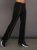 Rhinestone Front Slit Sweatpant - Black sold by Carbon38