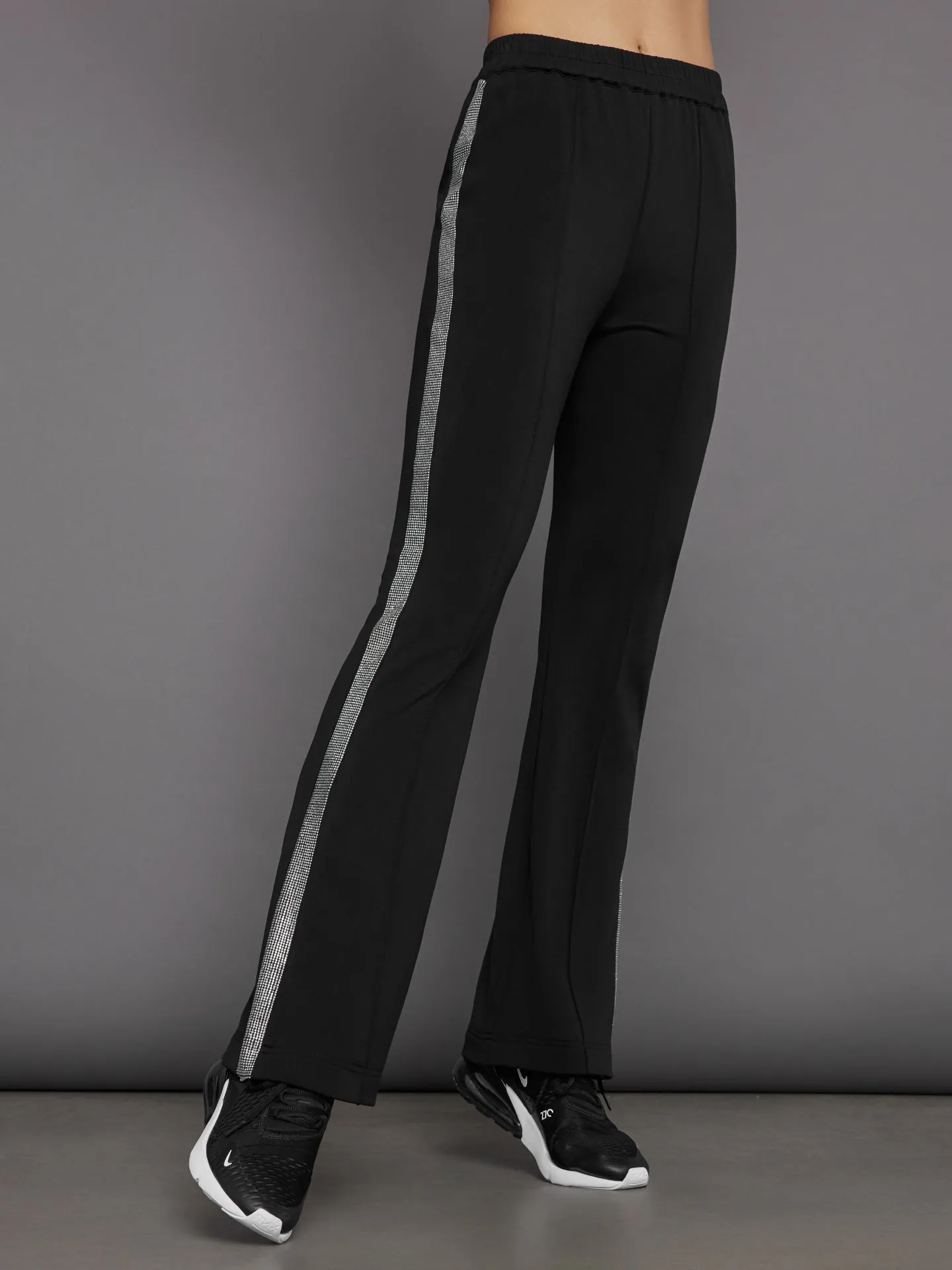 Rhinestone Fleece Flare Pant - Black w/ Silver Rhinestones sold by Carbon38 product image thumbnail 2