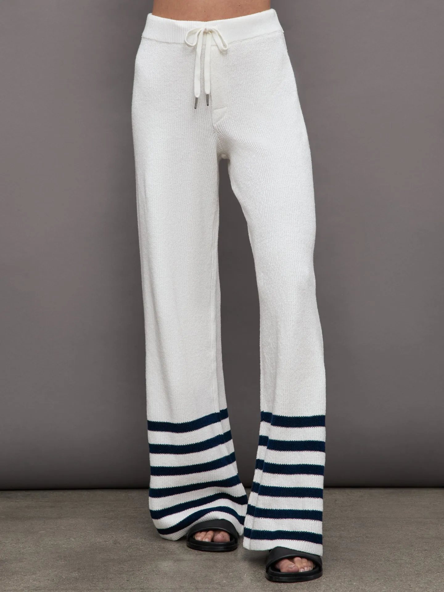 Poe Knit Pant - White / Navy Stripe sold by Carbon38