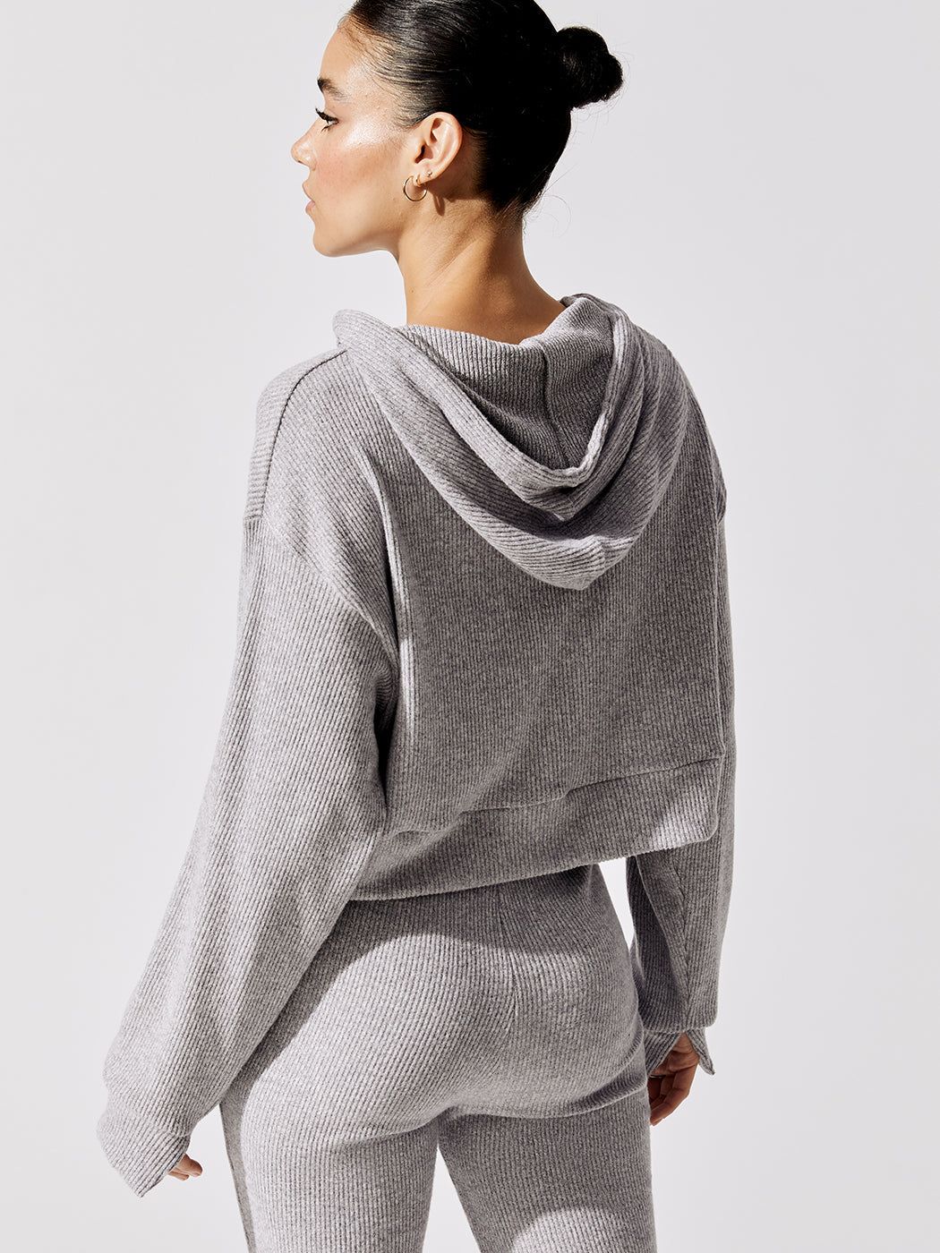 Brushed Ribbed Cropped Hoodie - Heather Grey sold by Carbon38 product image thumbnail 2