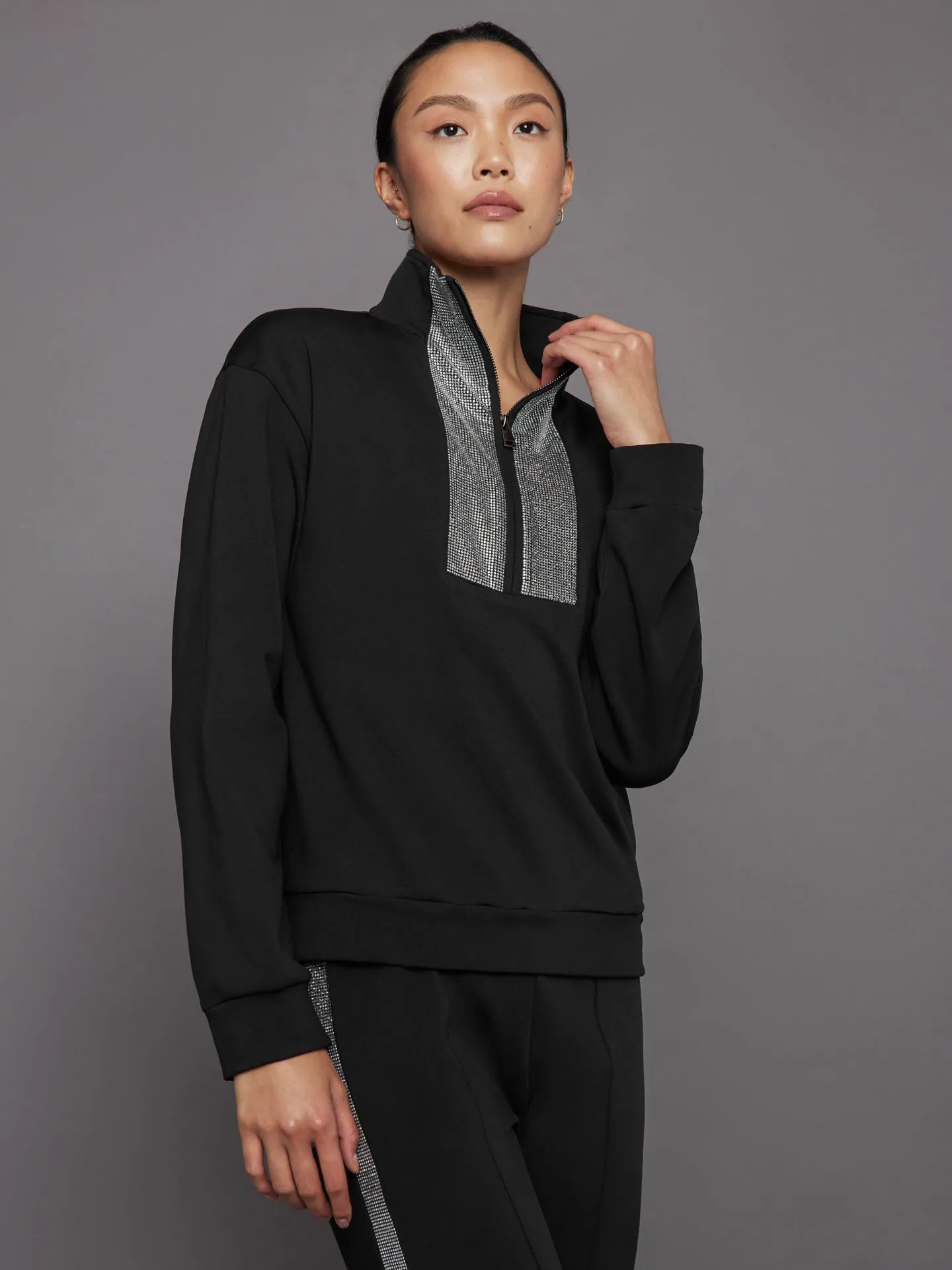 Rhinestone Pullover - Black w/ Silver Rhinestones sold by Carbon38