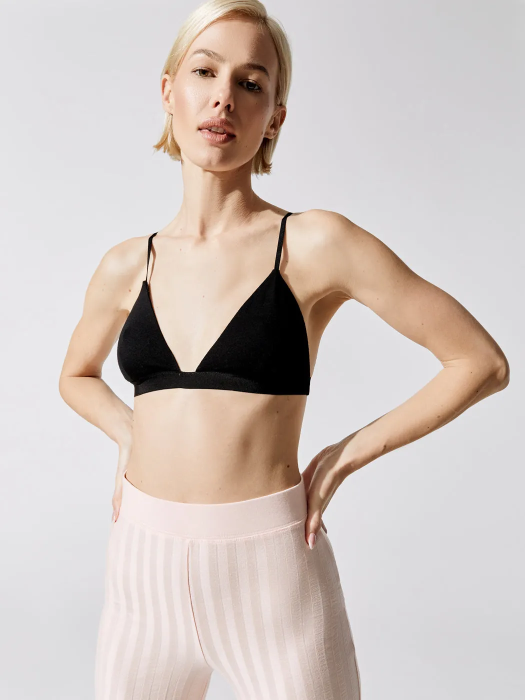 Mimi Matte Jersey Triangle Bralette - Black sold by Carbon38