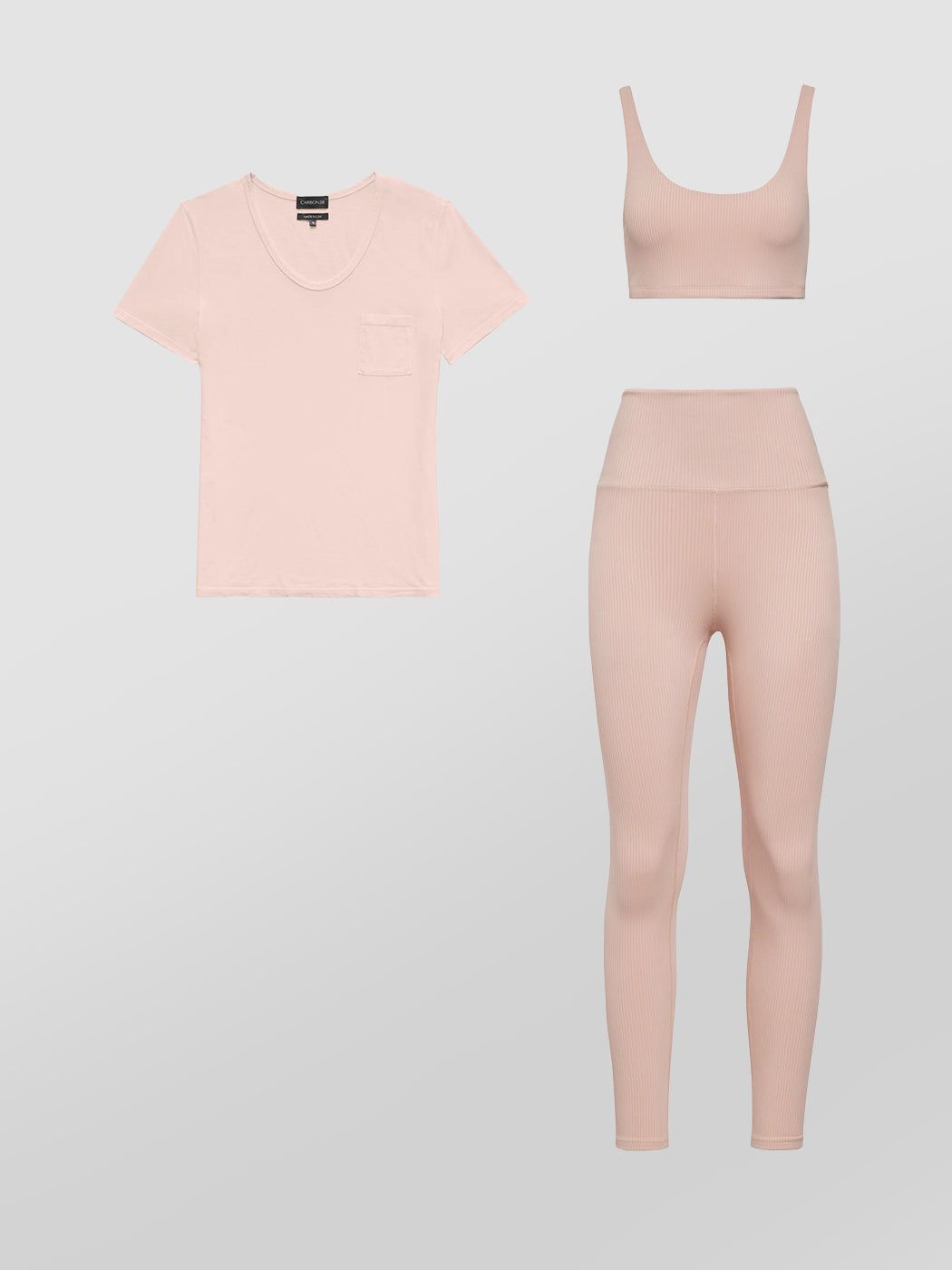 POCKET TEE + RIBBED BRA + 7/8 LEGGING sold by Carbon38