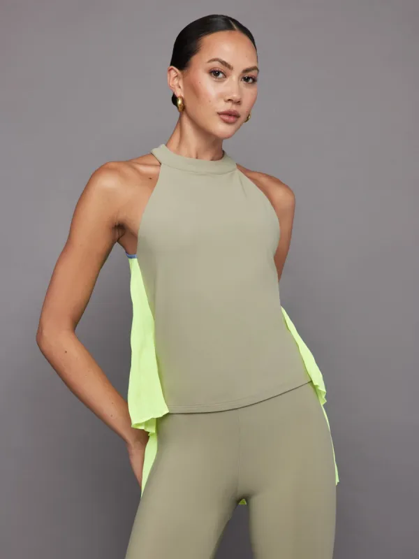 Pleated Back Tank in Melt - Silversage / Acid Lime sold by Carbon38