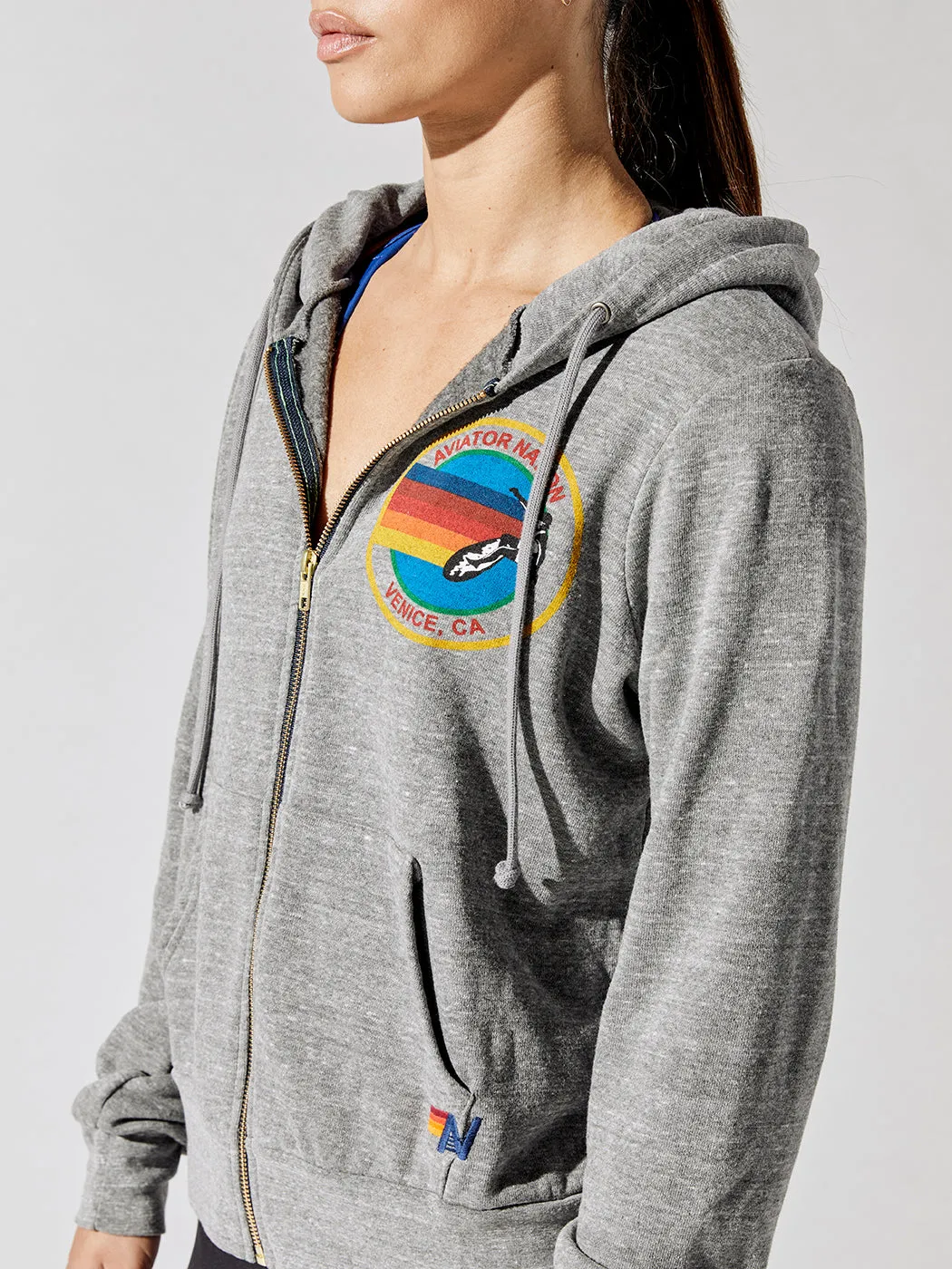 Aviator Nation Zip Hoodie - Heather Grey sold by Carbon38 product image thumbnail 3