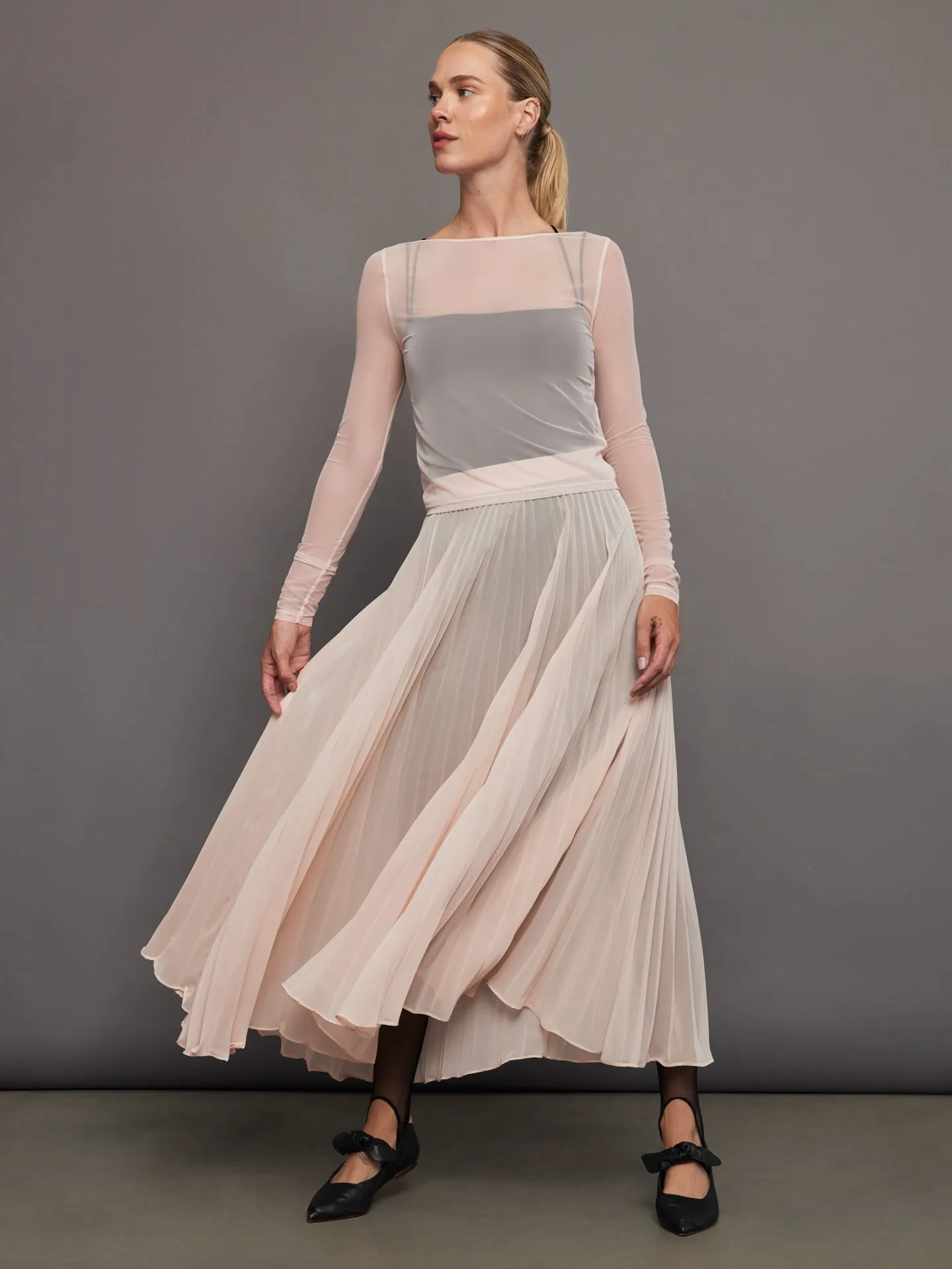 Mesh Pleated Skirt - Rose Cloud sold by Carbon38 product image thumbnail 5