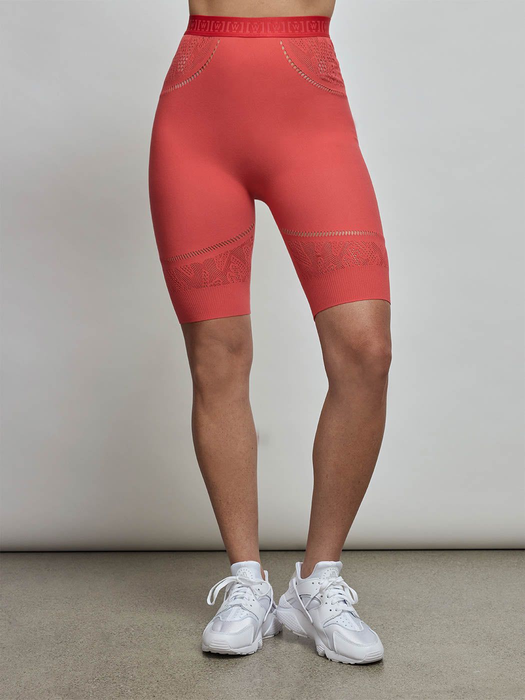 Sporty Logo Net Biker - Hibiscus sold by Carbon38