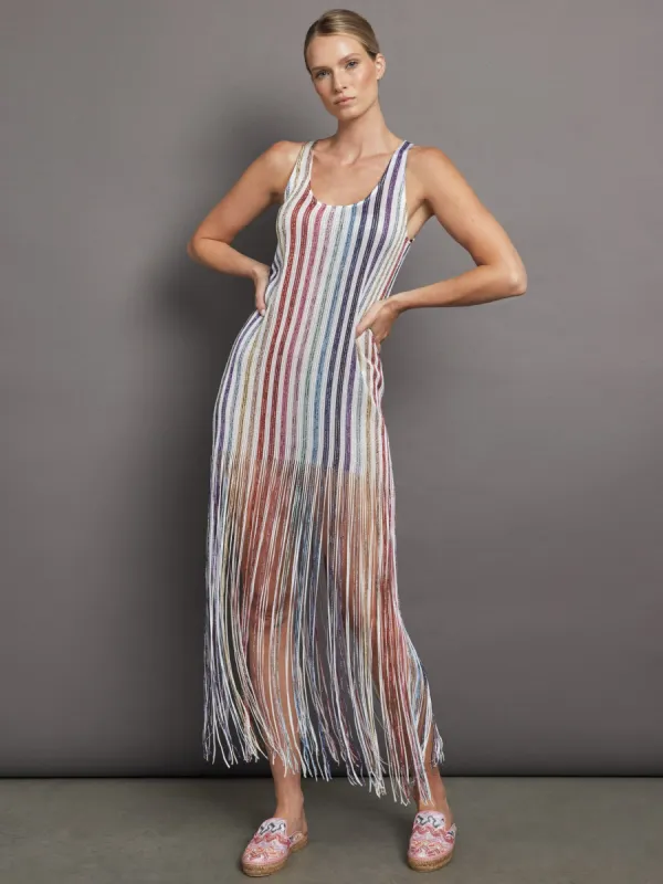 Long Cover Up - WHITE W MULTI STRIPES sold by Carbon38