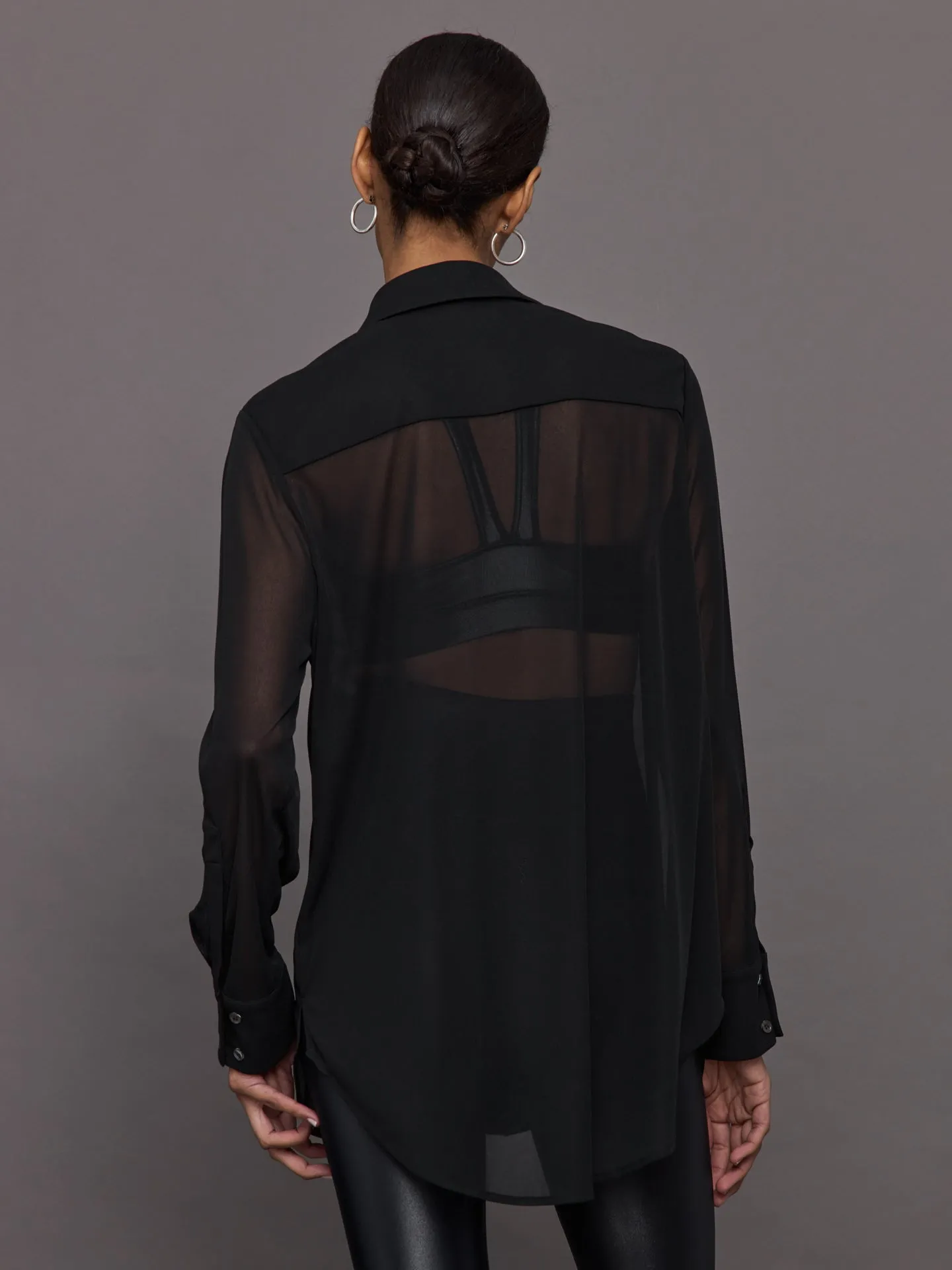 Collared High Low Tunic - Black sold by Carbon38 product image thumbnail 4