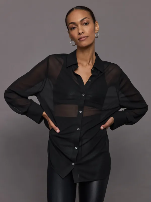 Collared High Low Tunic - Black sold by Carbon38