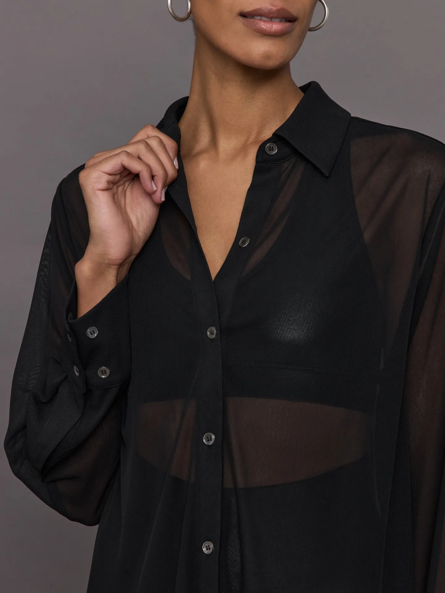 Collared High Low Tunic - Black sold by Carbon38 product image thumbnail 5