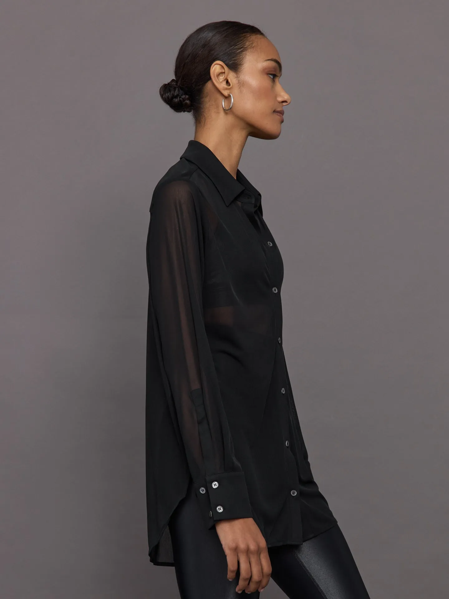 Collared High Low Tunic - Black sold by Carbon38 product image thumbnail 3