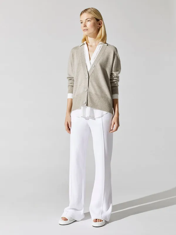 Callie Layered Looker Cardigan - Light Chia Melange With White sold by Carbon38