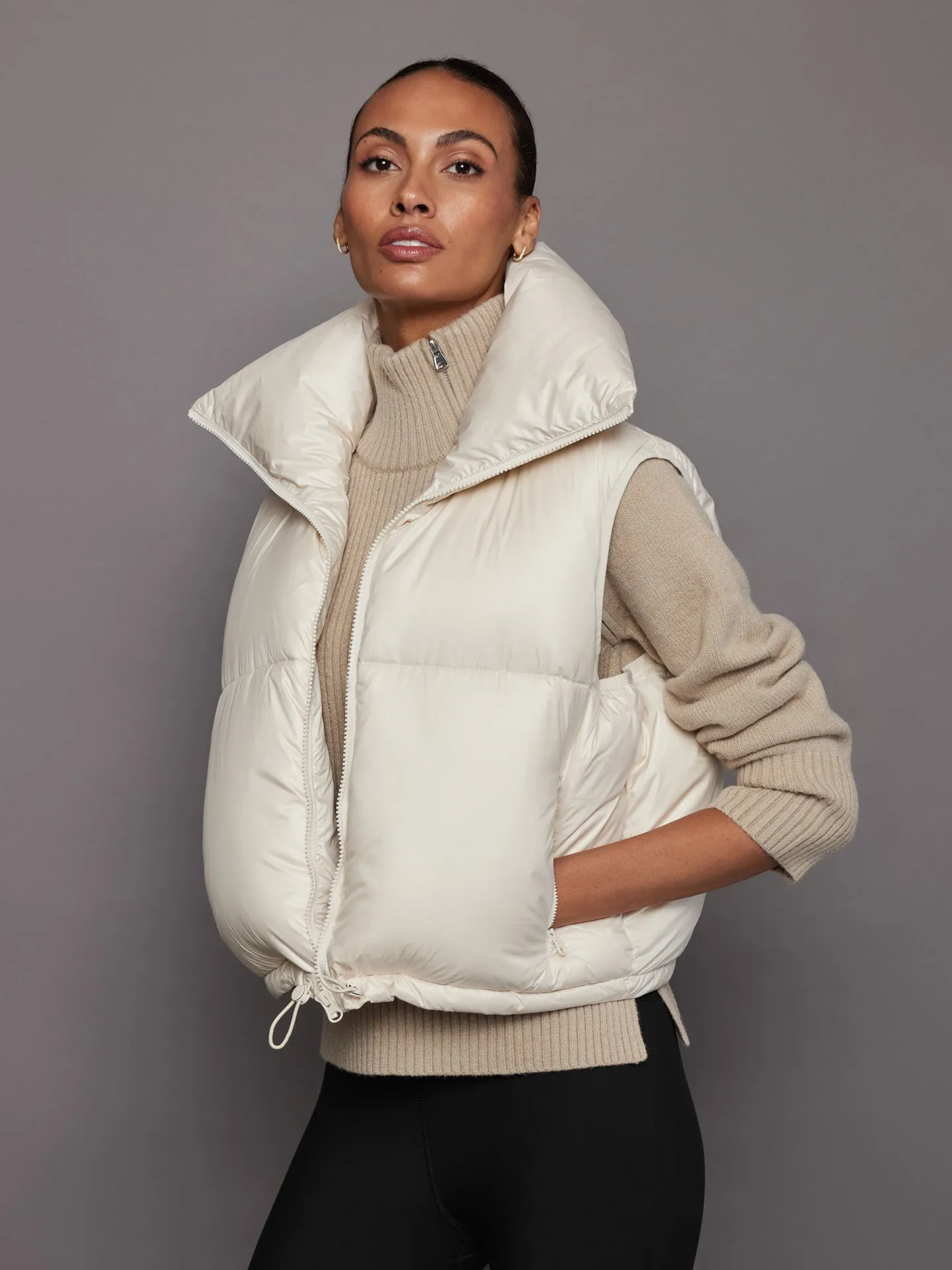 Nylon Puffer Vest - White sold by Carbon38