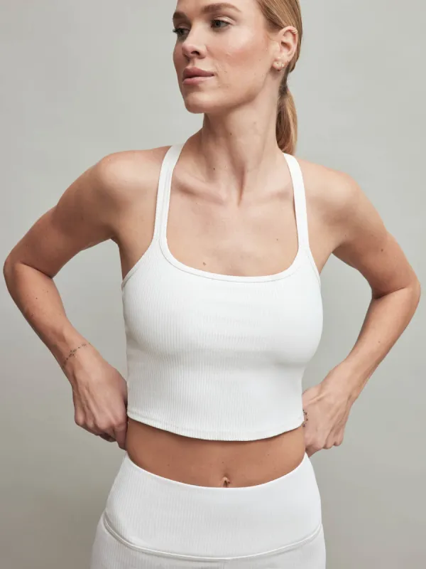 Ribbed Cami Bra - White sold by Carbon38