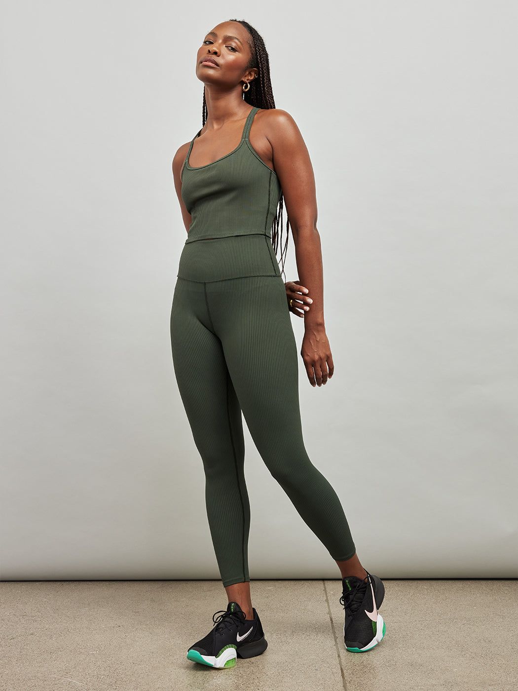 Ribbed Cami Bra - Olive sold by Carbon38 product image thumbnail 3