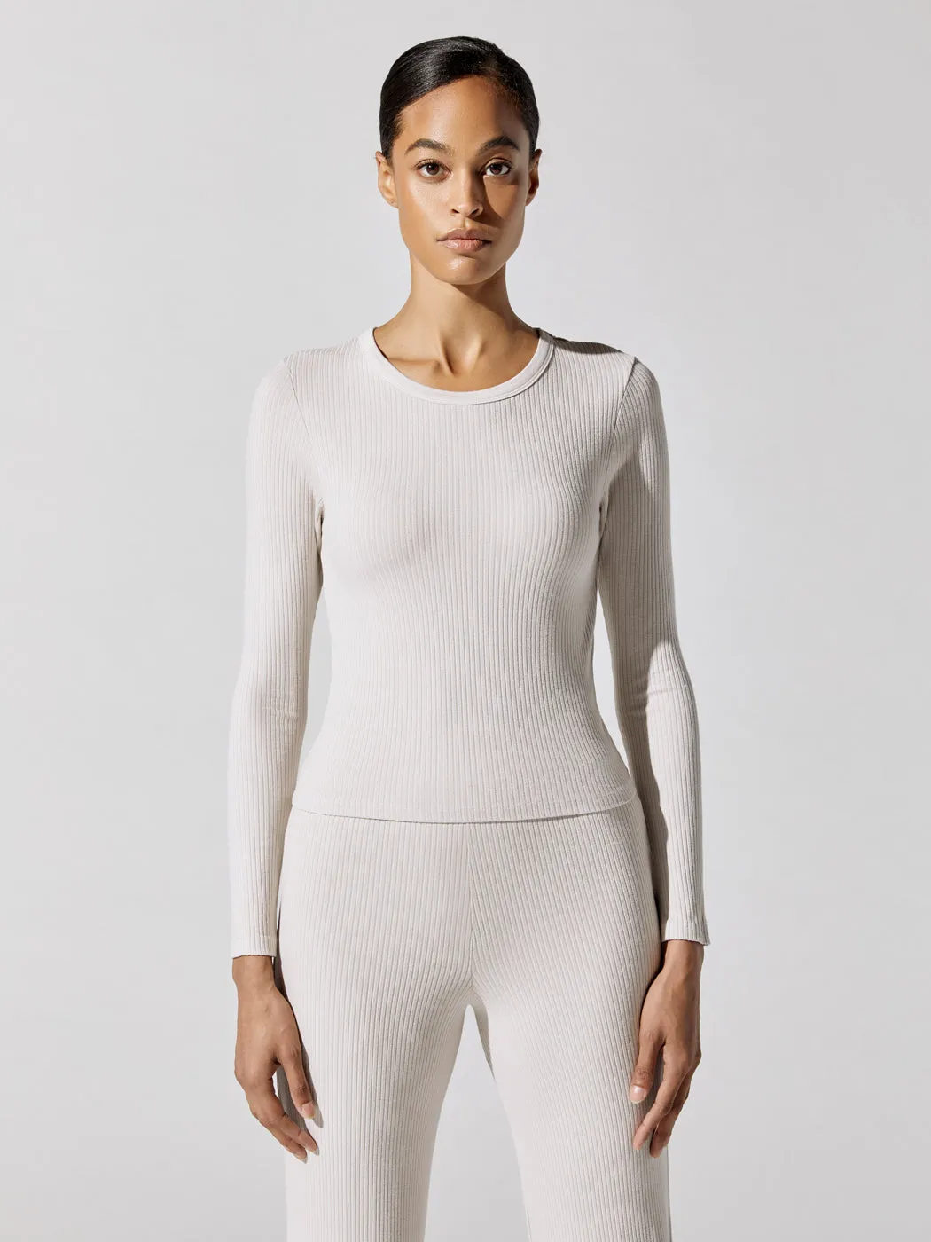 Rib Long Sleeve Top - Almond sold by Carbon38
