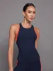 Colorblock High Neck Tank - Navy / Orange sold by Carbon38